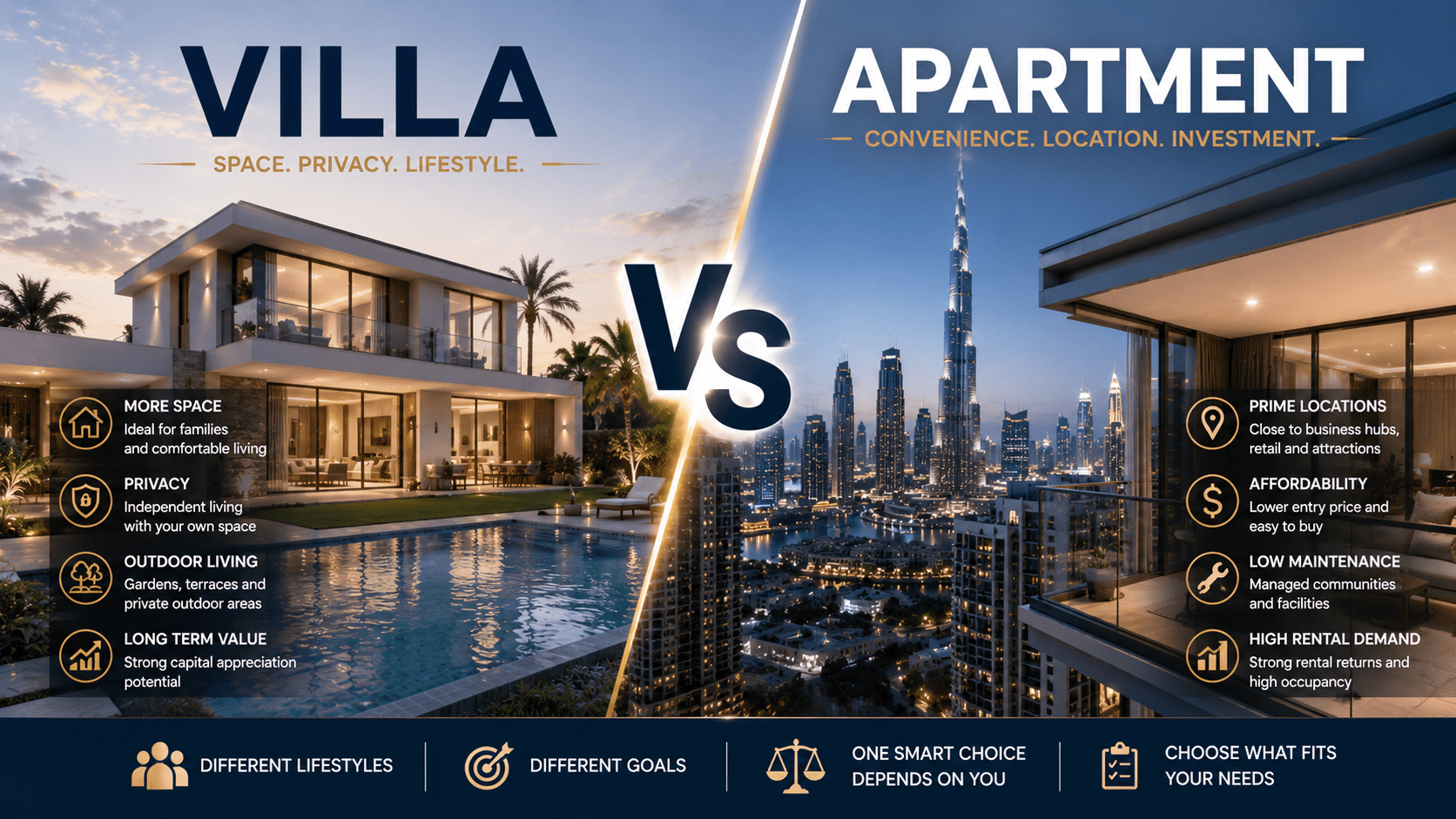 Villa vs Apartment Investment in Dubai: Which Property Type Is Right for You?